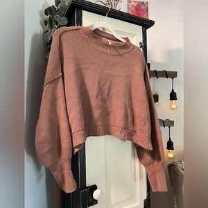 Free People Easy Street cropped sweater in rosewood, sold out color
